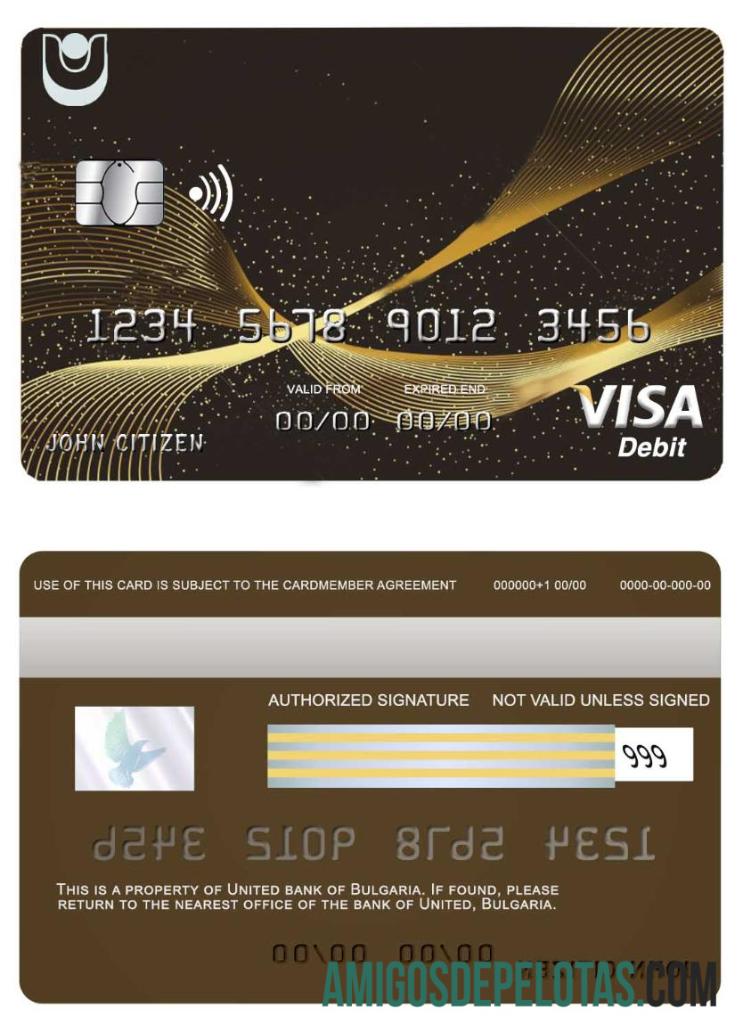 Cartão Visa do United Bank da Bulgária baixar para verificação